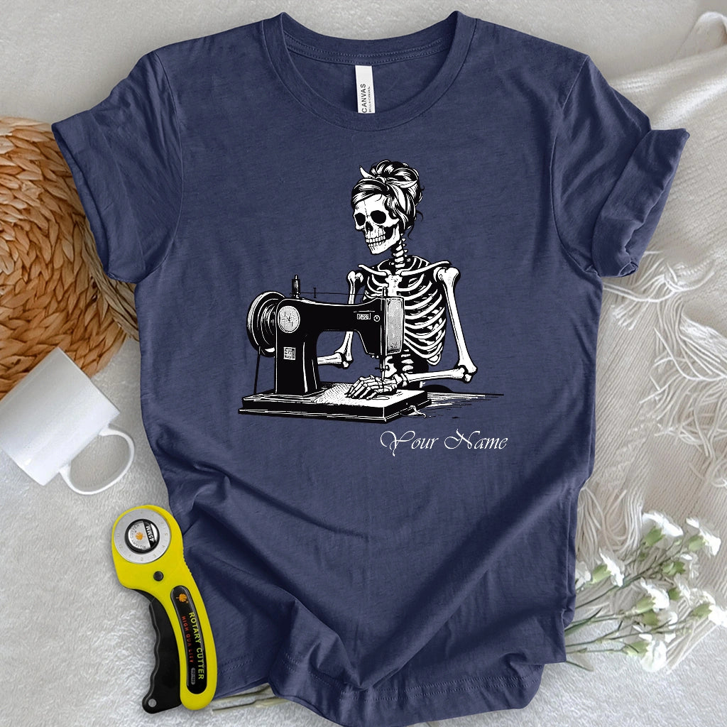 "Custom Name" Quilting Skeleton T-shirt
