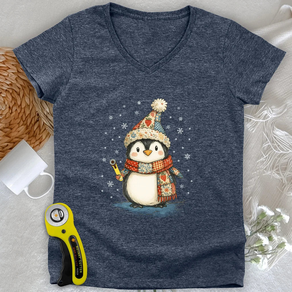 Quilty Little Penguin Femme Col V