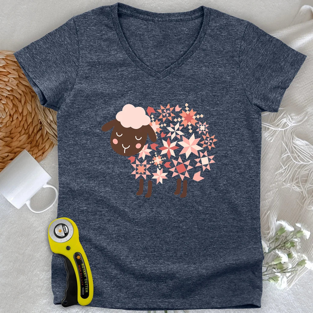 Quilty Sheep Lady V-neck
