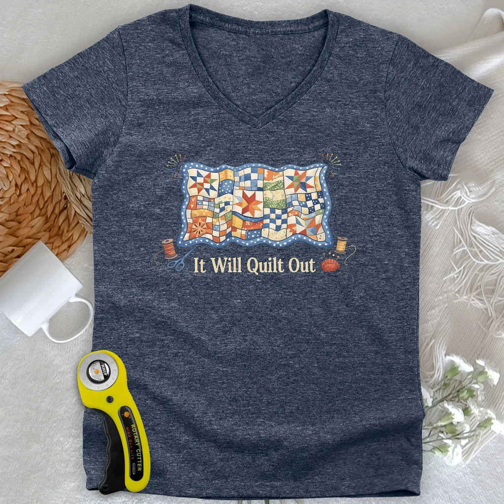 Relax… It Will Quilt Out Lady V-neck