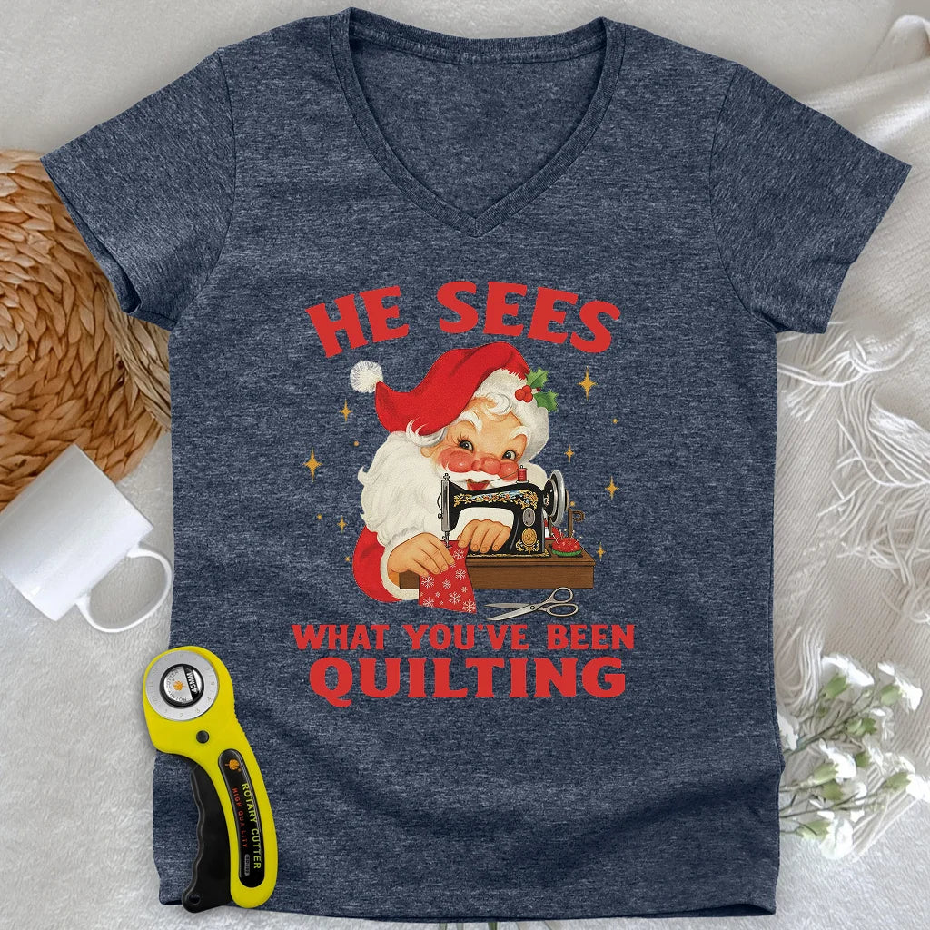 Santa Sees Lady V-neck