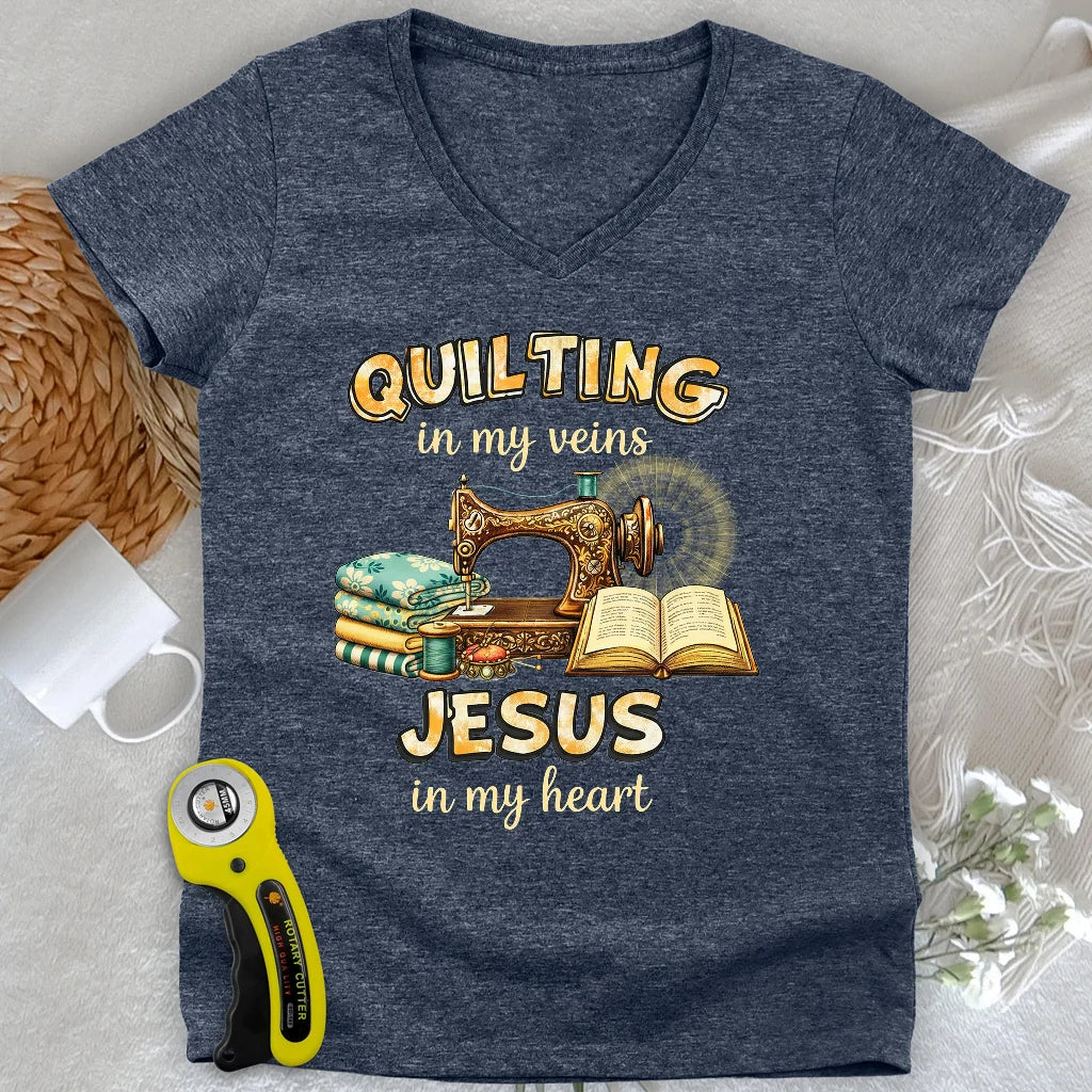 Tricoté avec Jésus Col en V Femme