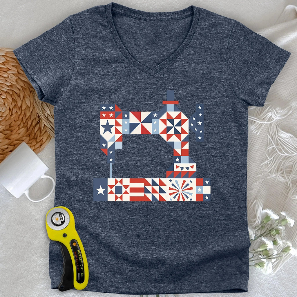 Stars & Stitches Sewing Lady V-neck