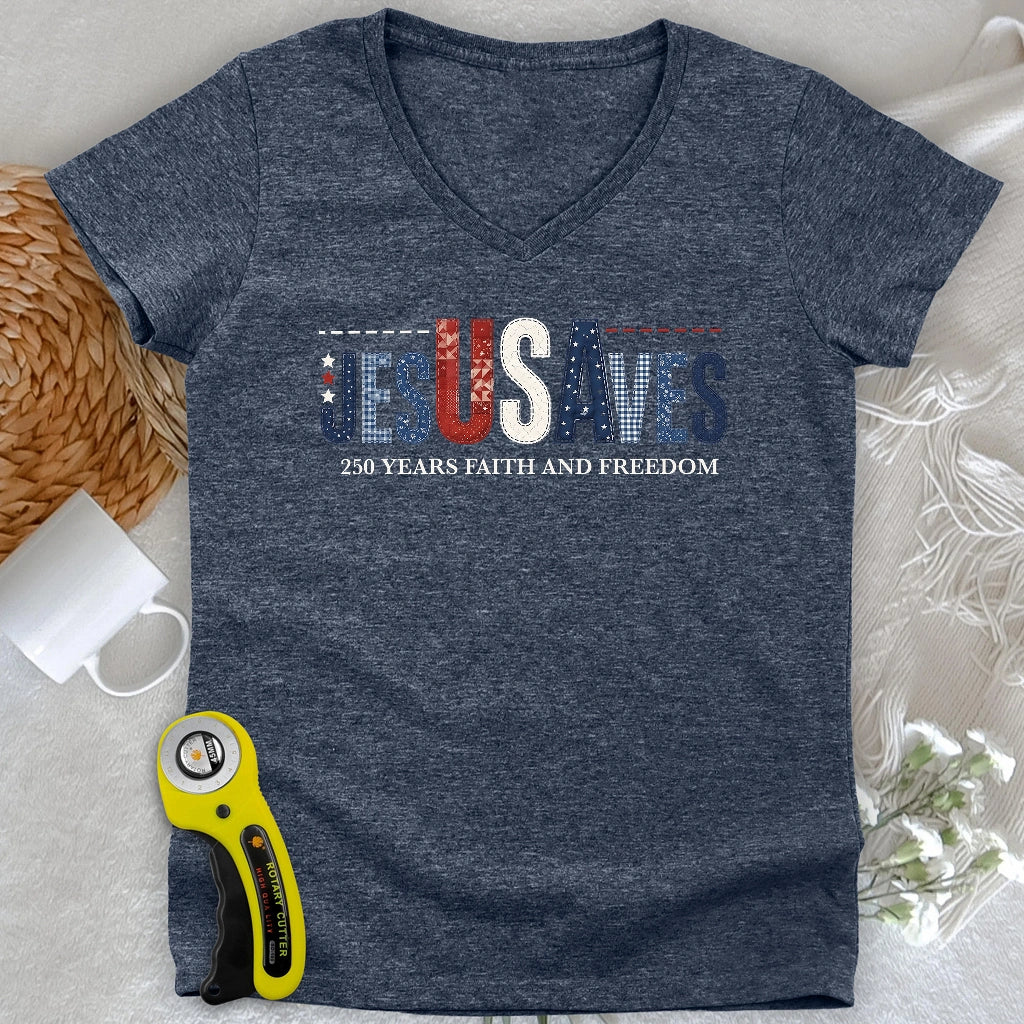 Stitching Faith Since 1776 Lady V-neck
