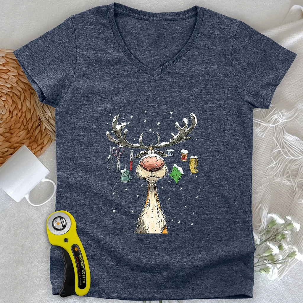 Le décolleté en V de la femme Reindeer Quilter