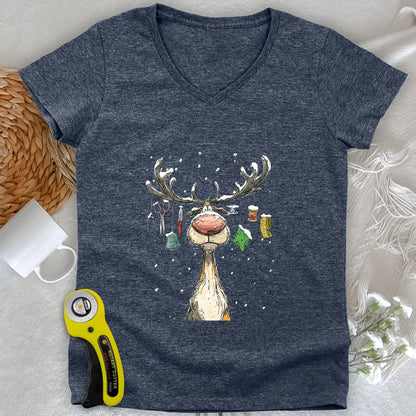 Le décolleté en V de la femme Reindeer Quilter