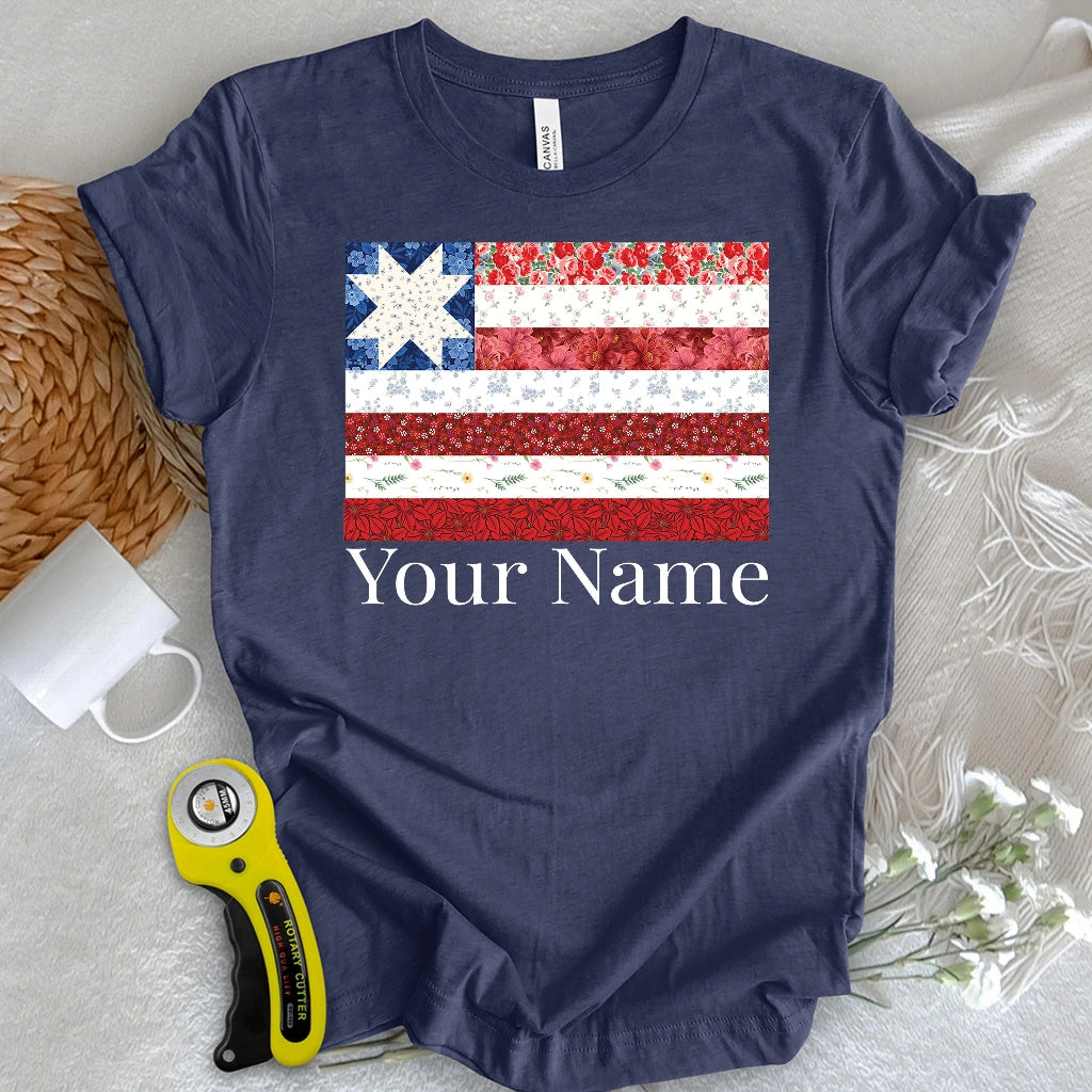 "Custom Name" USA Star Flag T-shirt