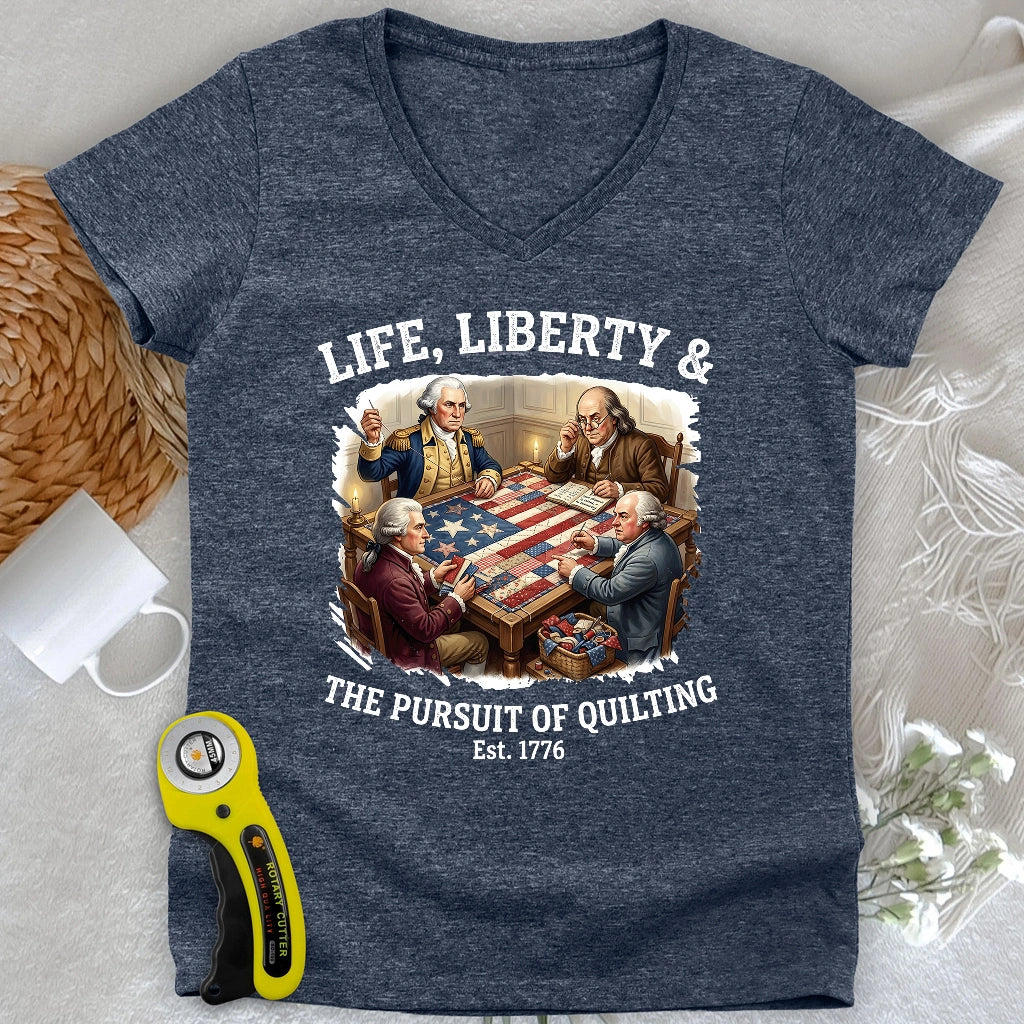 United We Quilt 1776 Lady V-neck