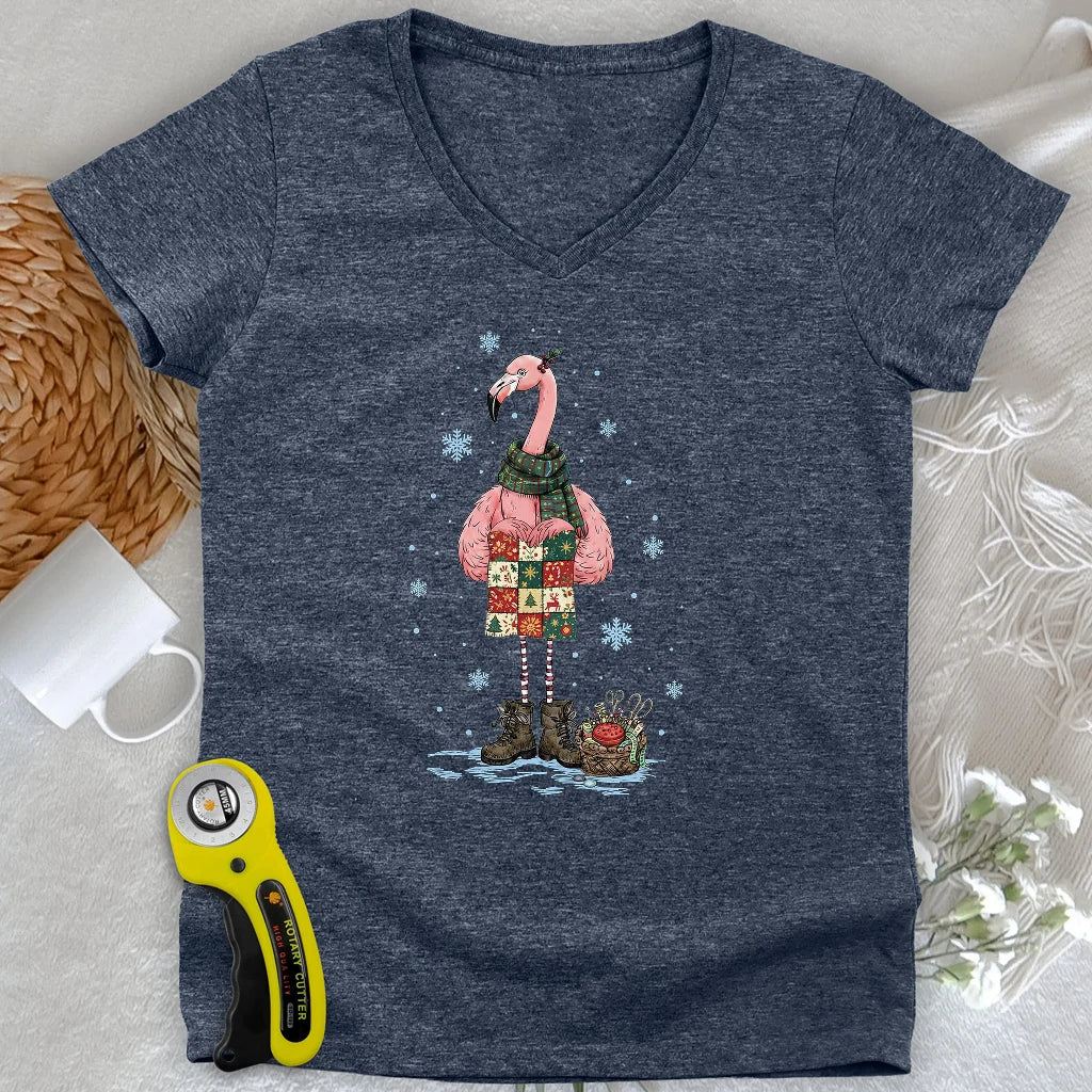 Winter Flamingo Lady V-neck