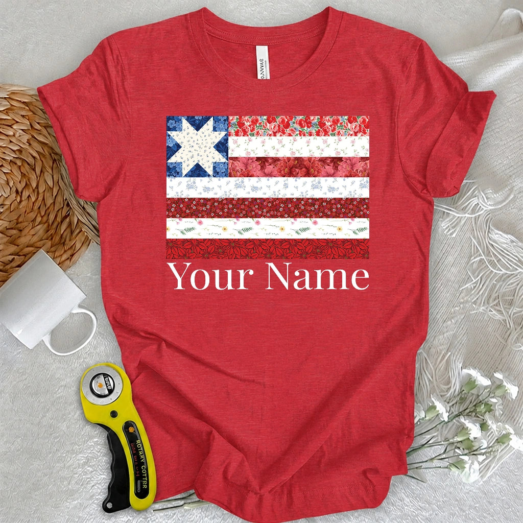 "Custom Name" USA Star Flag T-shirt