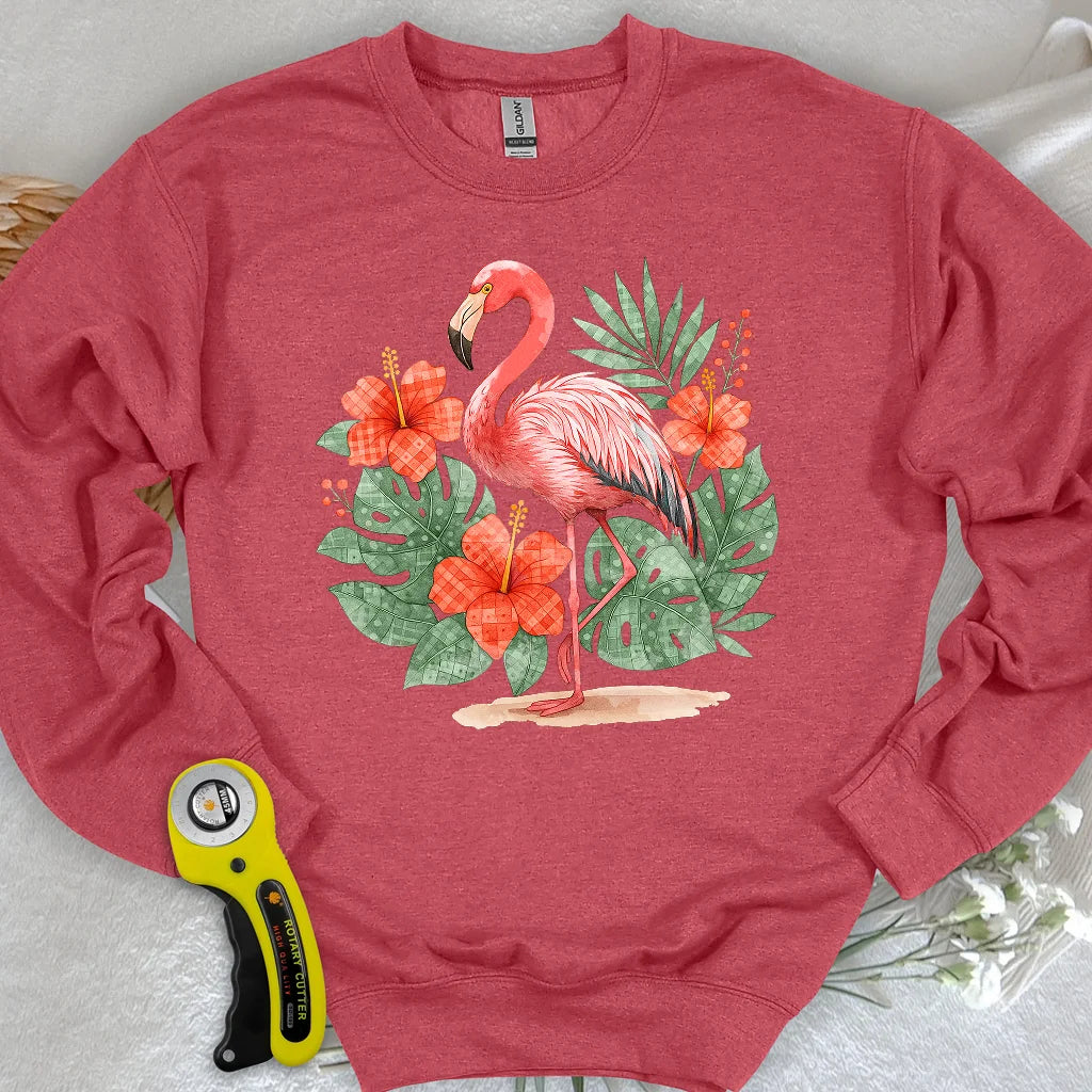 Flamingo- & Blumen-Patchwork-Sweatshirt