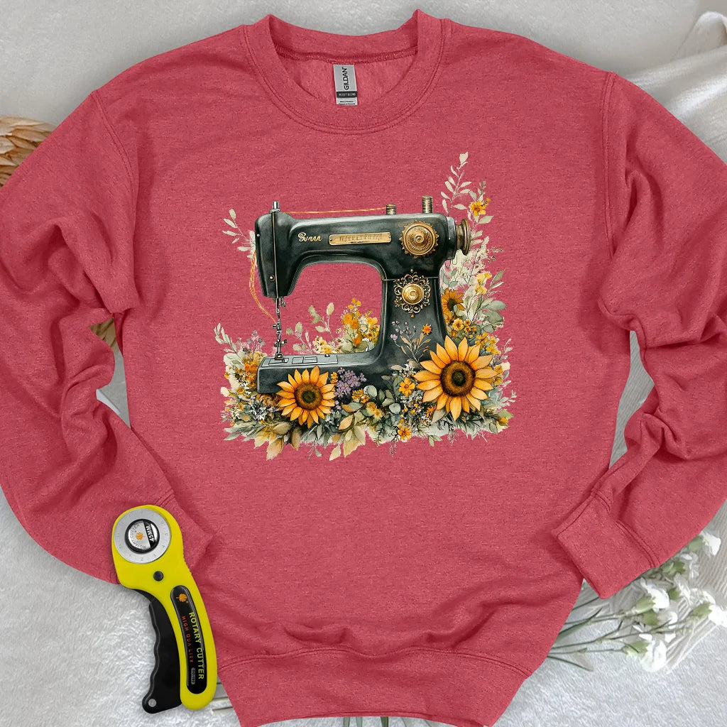 Sweat-shirt machine à coudre fleuri