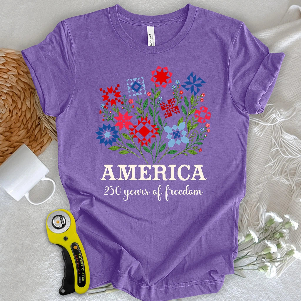 Americana Quilt Blooms T-shirt