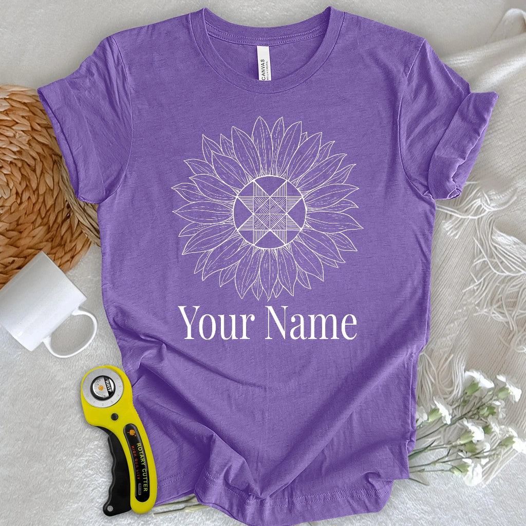 "Custom Name" Block Sunflower T-shirt
