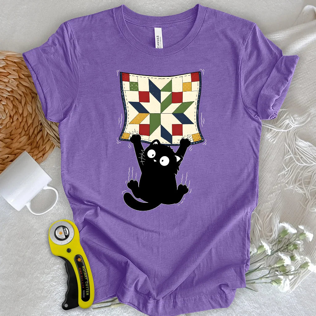 Clingy Quilt Cat T-shirt