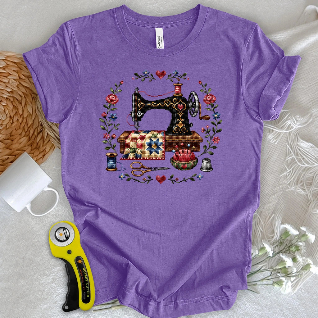 Cross-Stitched Sewing Machine T-shirt