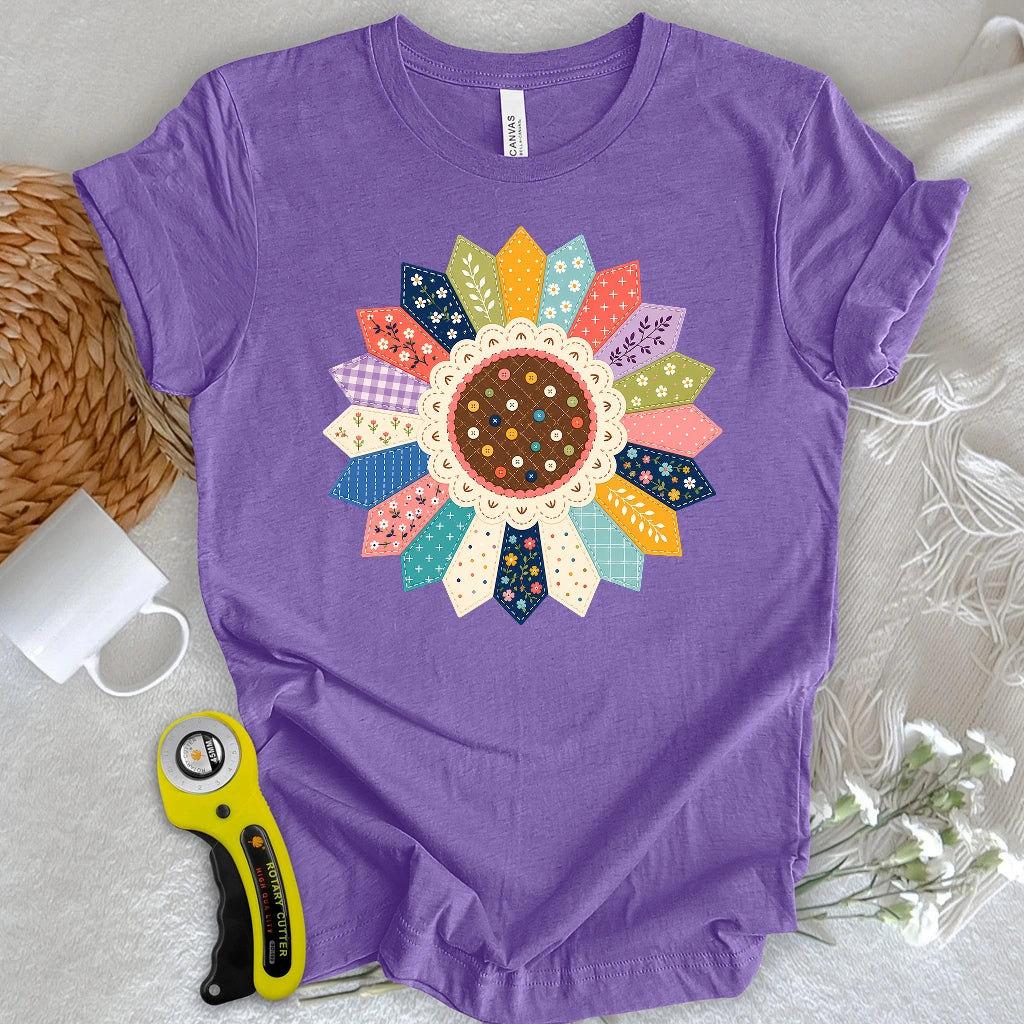 Floral Applique Quilt Block T-shirt