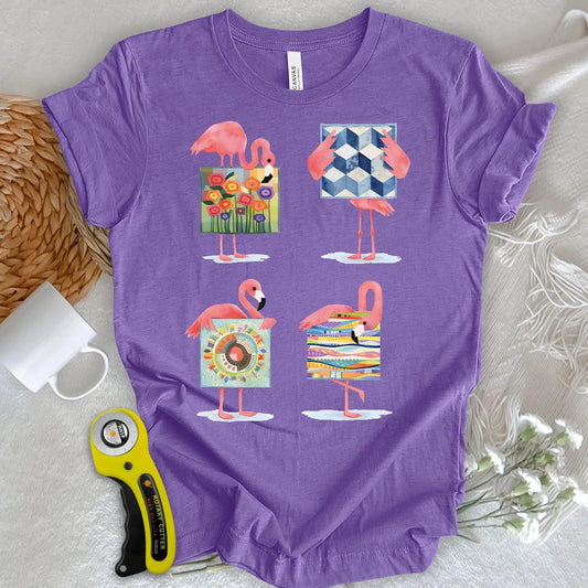 Modern Quilt Flamingos T-shirt