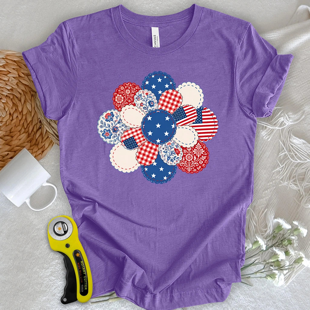 Patriotic Bloom Appliqué T-shirt