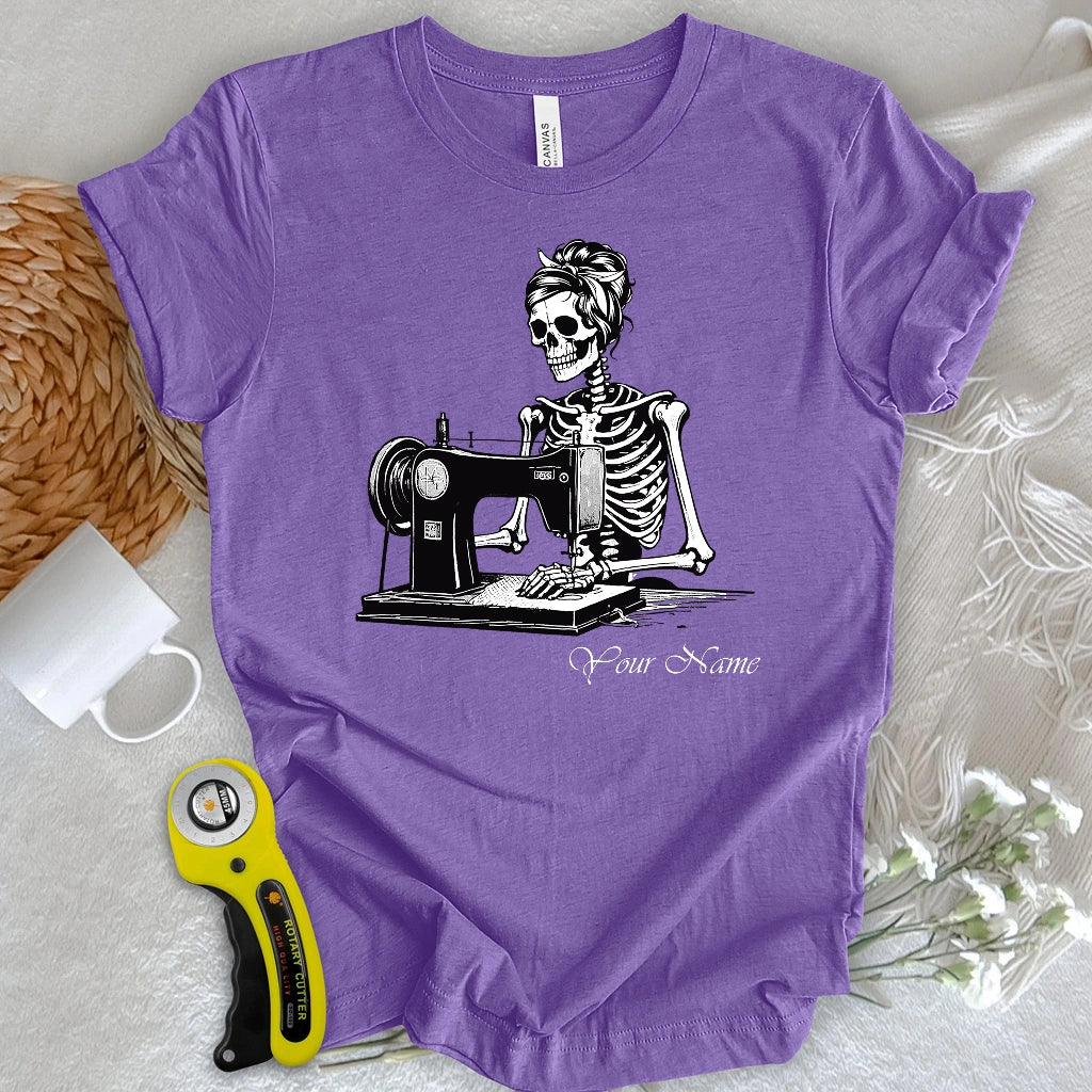 "Custom Name" Quilting Skeleton T-shirt