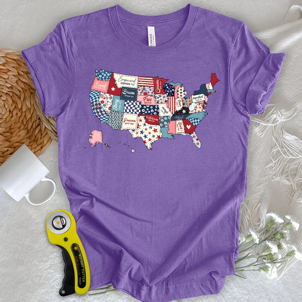 USA Quilt Map T-shirt
