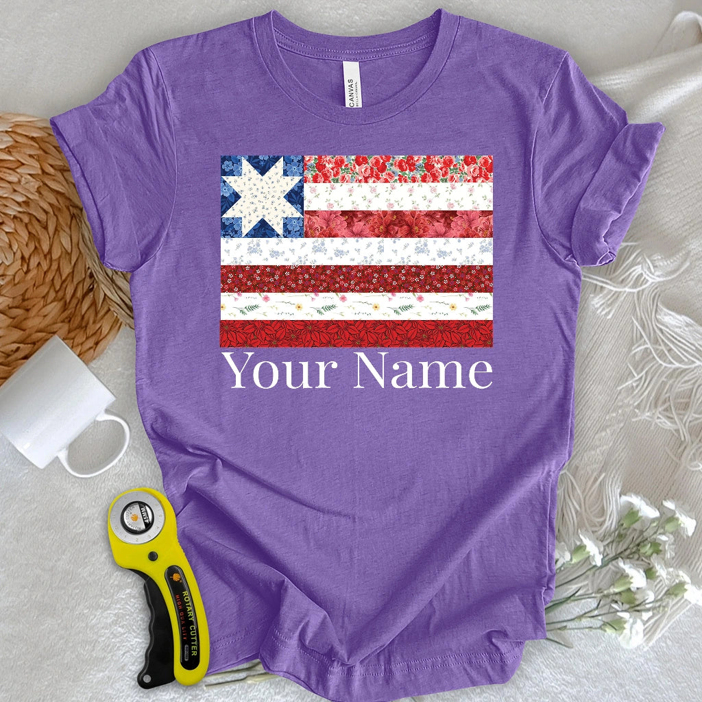 "Custom Name" USA Star Flag T-shirt
