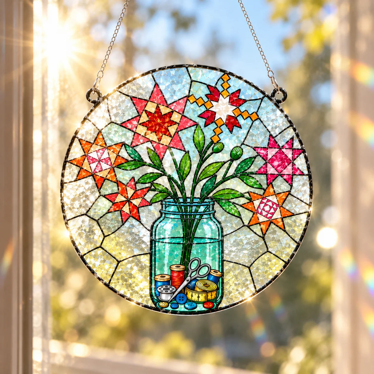 Patchwork Posy Jar Suncatcher
