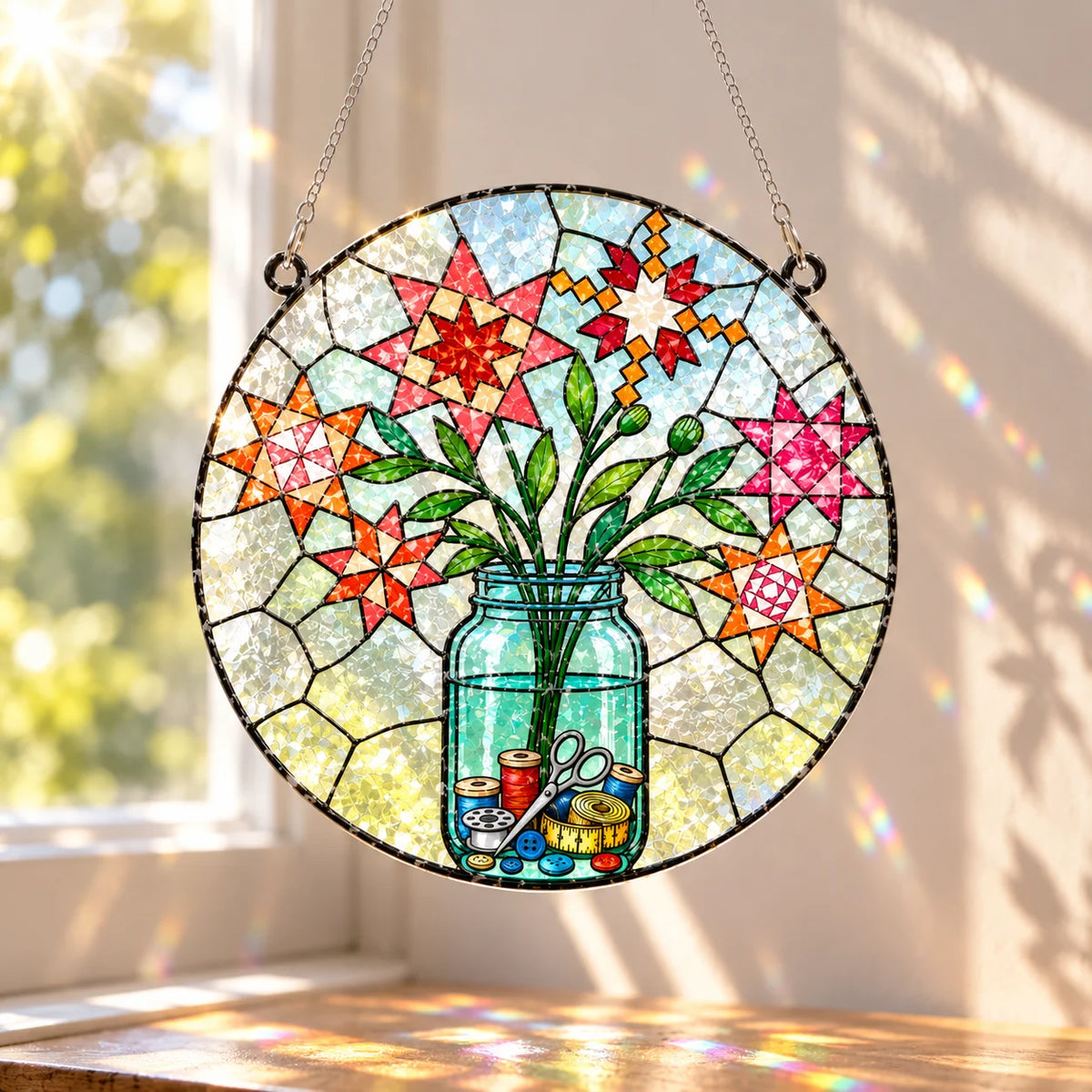 Patchwork Posy Jar Suncatcher