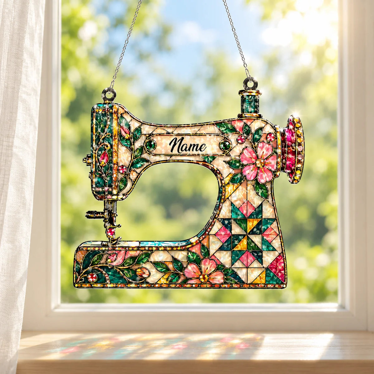 Personalized Sewing Machine Suncatcher