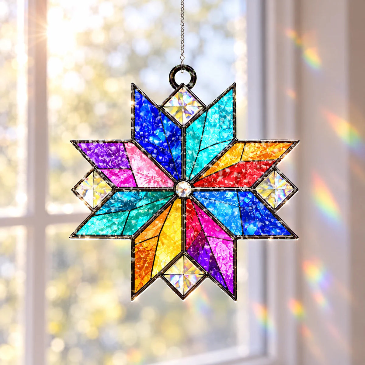 Star Quilt Block Suncatcher