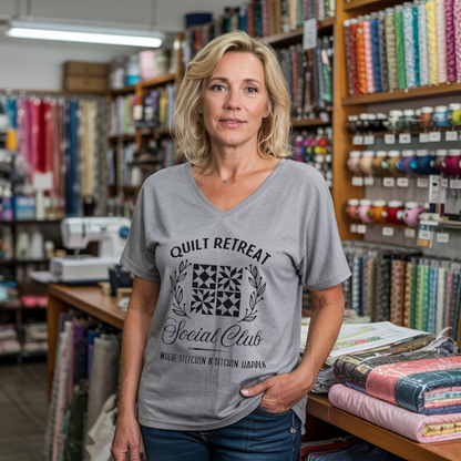 Quilt Retreat Lady V-neck