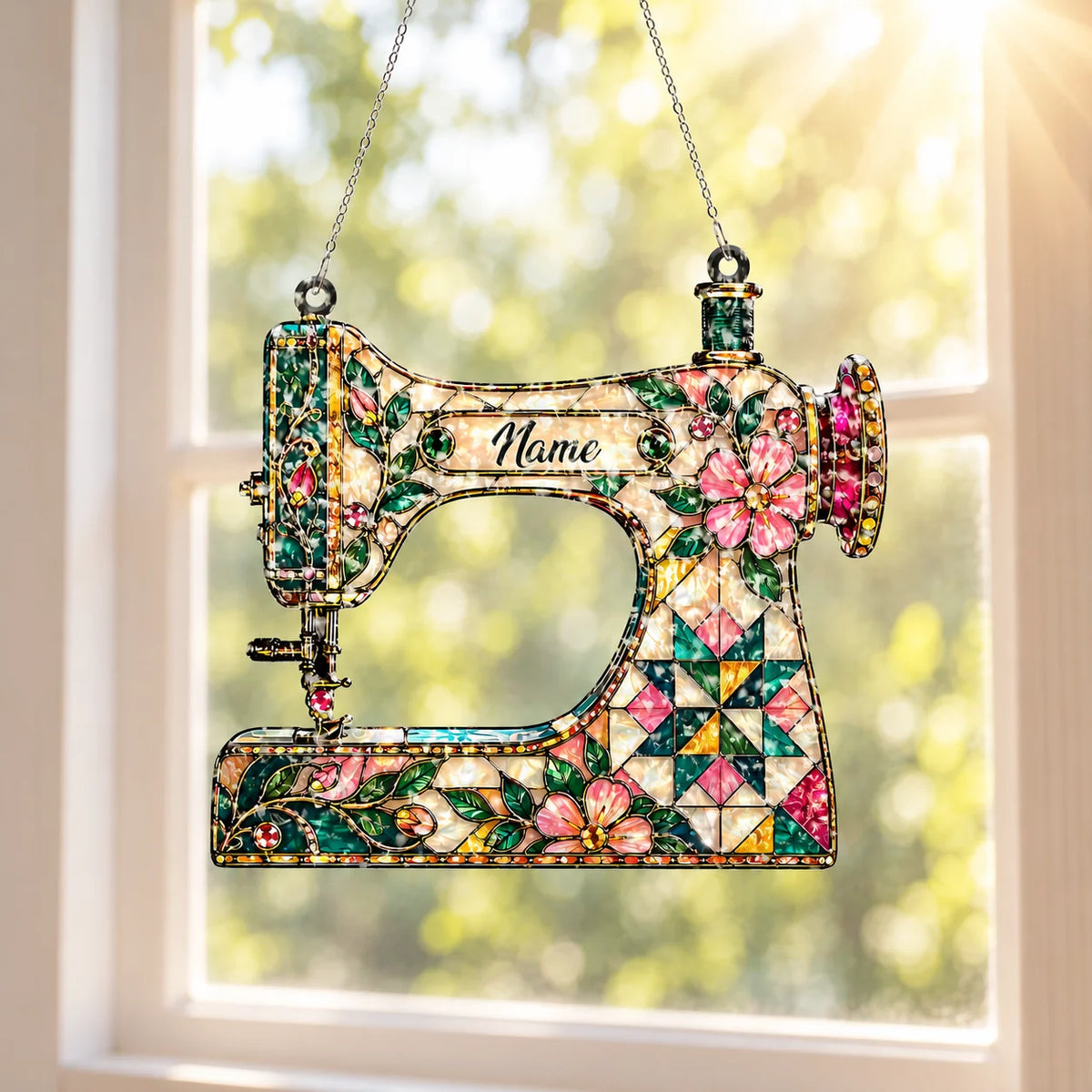 Personalized Sewing Machine Suncatcher