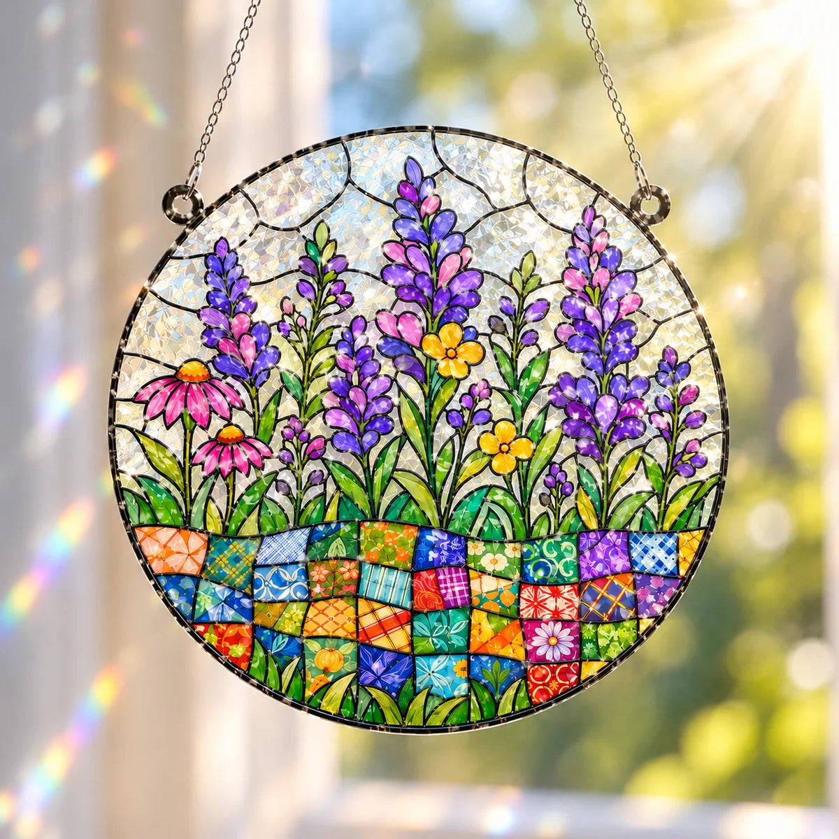 Quilted Lavender Field Suncatcher