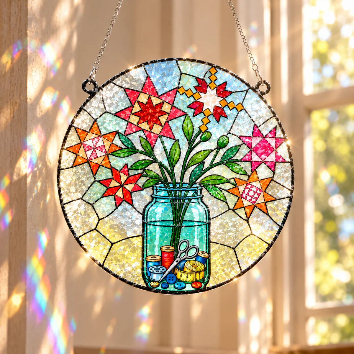 Patchwork Posy Jar Suncatcher