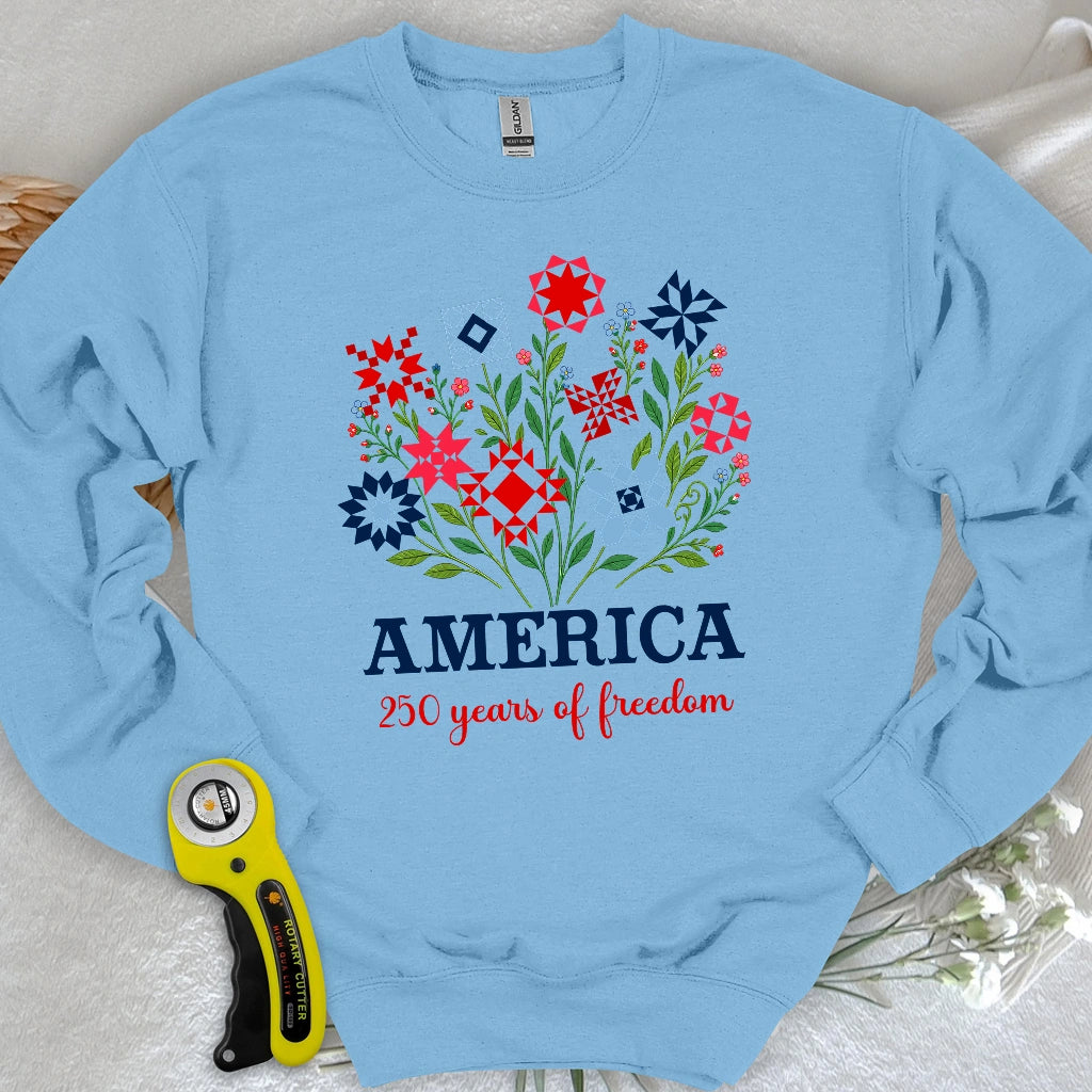 Americana Quilt Blooms Sweatshirt