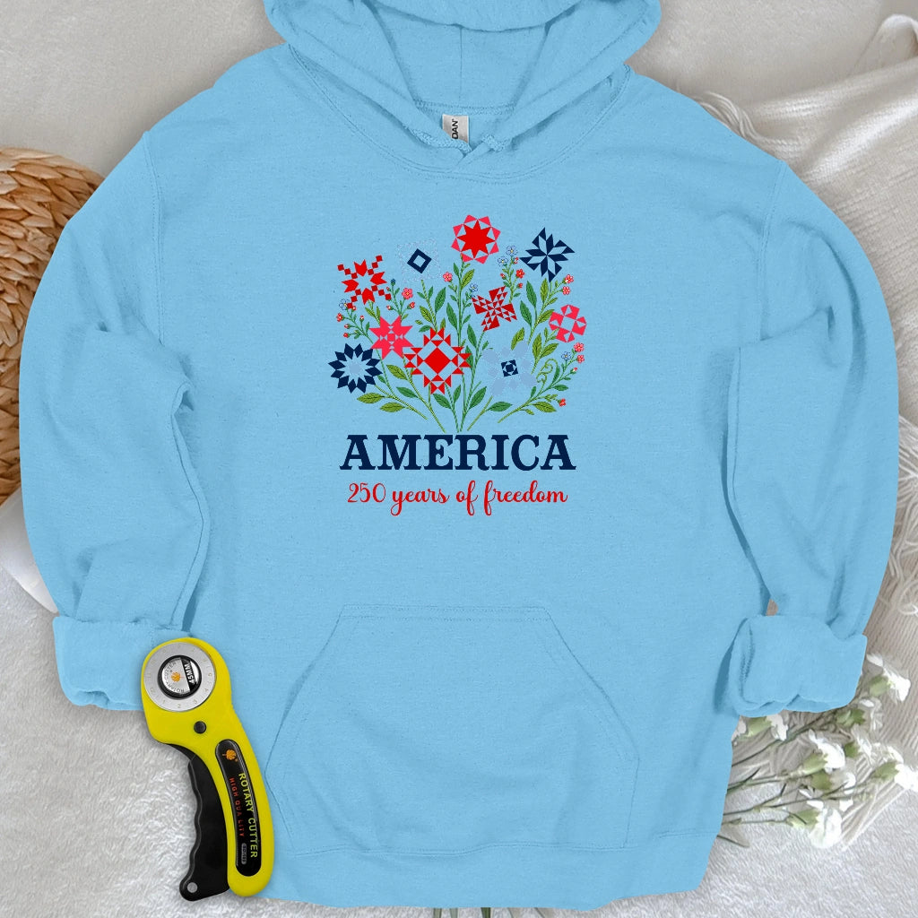 Americana Quilt Blooms Hoodie