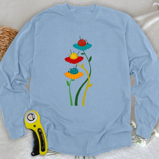 Langarm-T-Shirt mit blühenden Nadelkissen