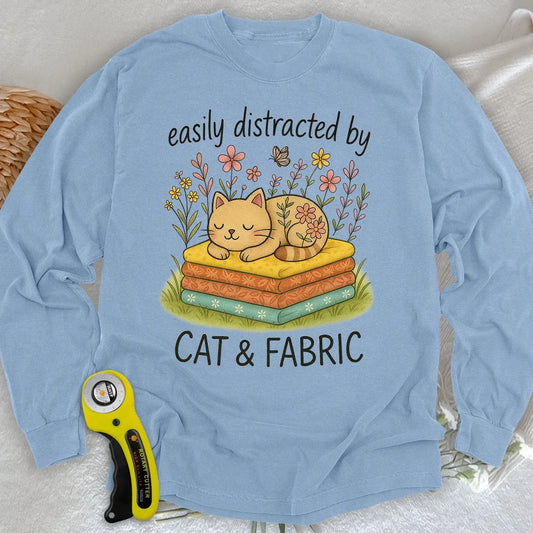 Katzennickerchen für Quilter Langarmshirt