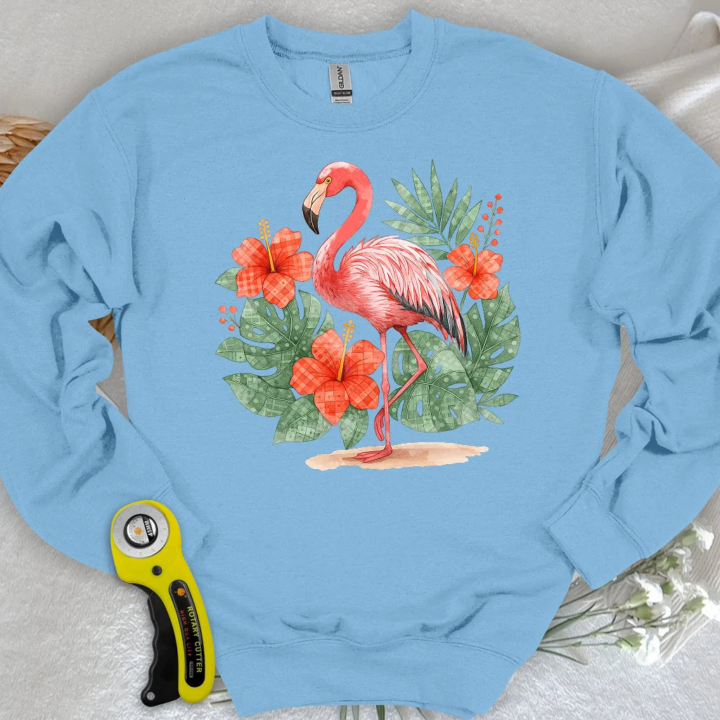Flamingo- & Blumen-Patchwork-Sweatshirt