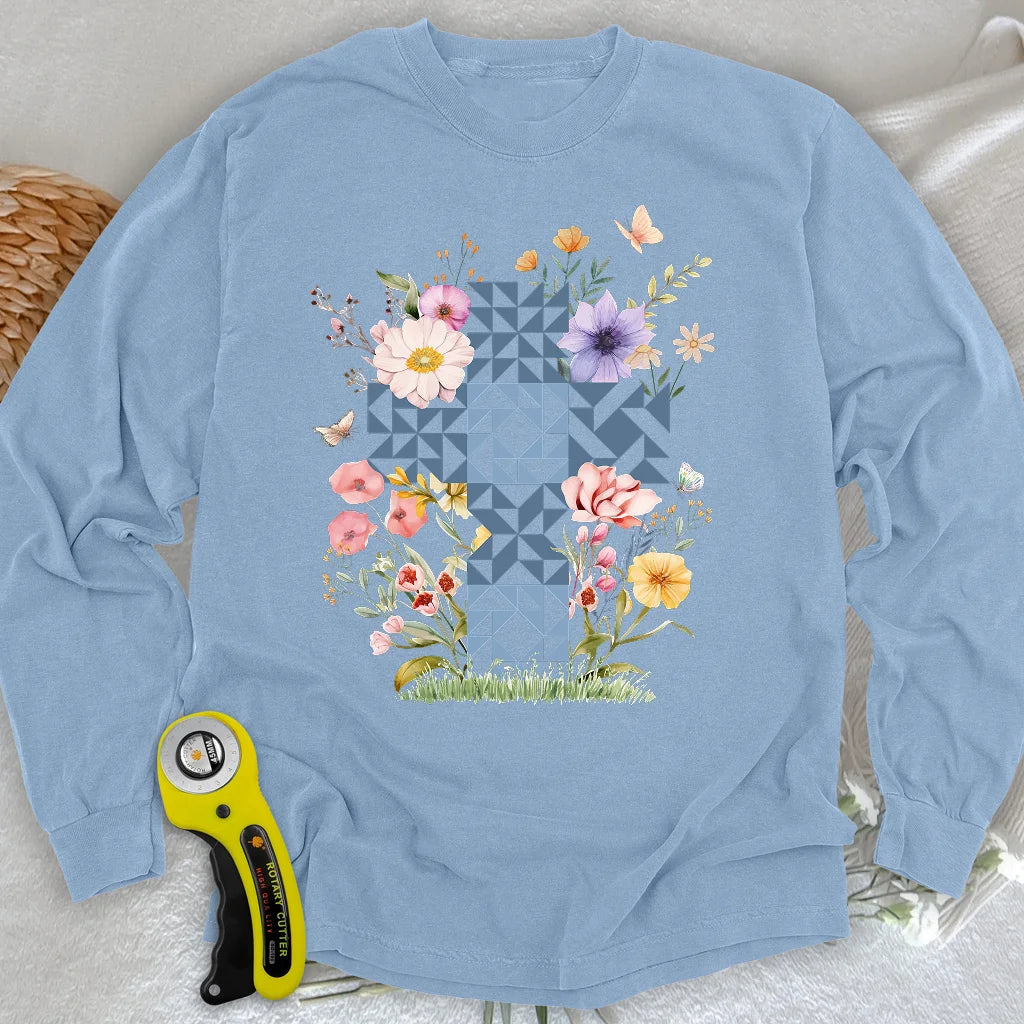 Floral Faith Quilt Langarm-T-Shirt