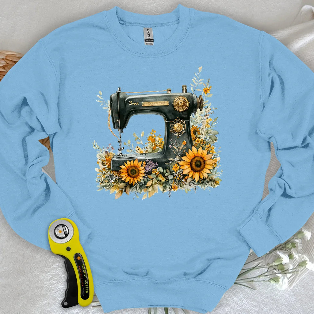 Sweat-shirt machine à coudre fleuri