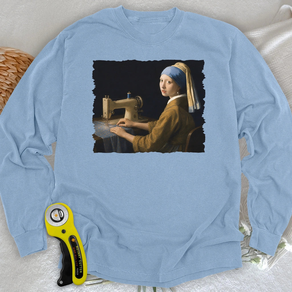 Girl With A Sewing Machine Long Sleeve T-shirt