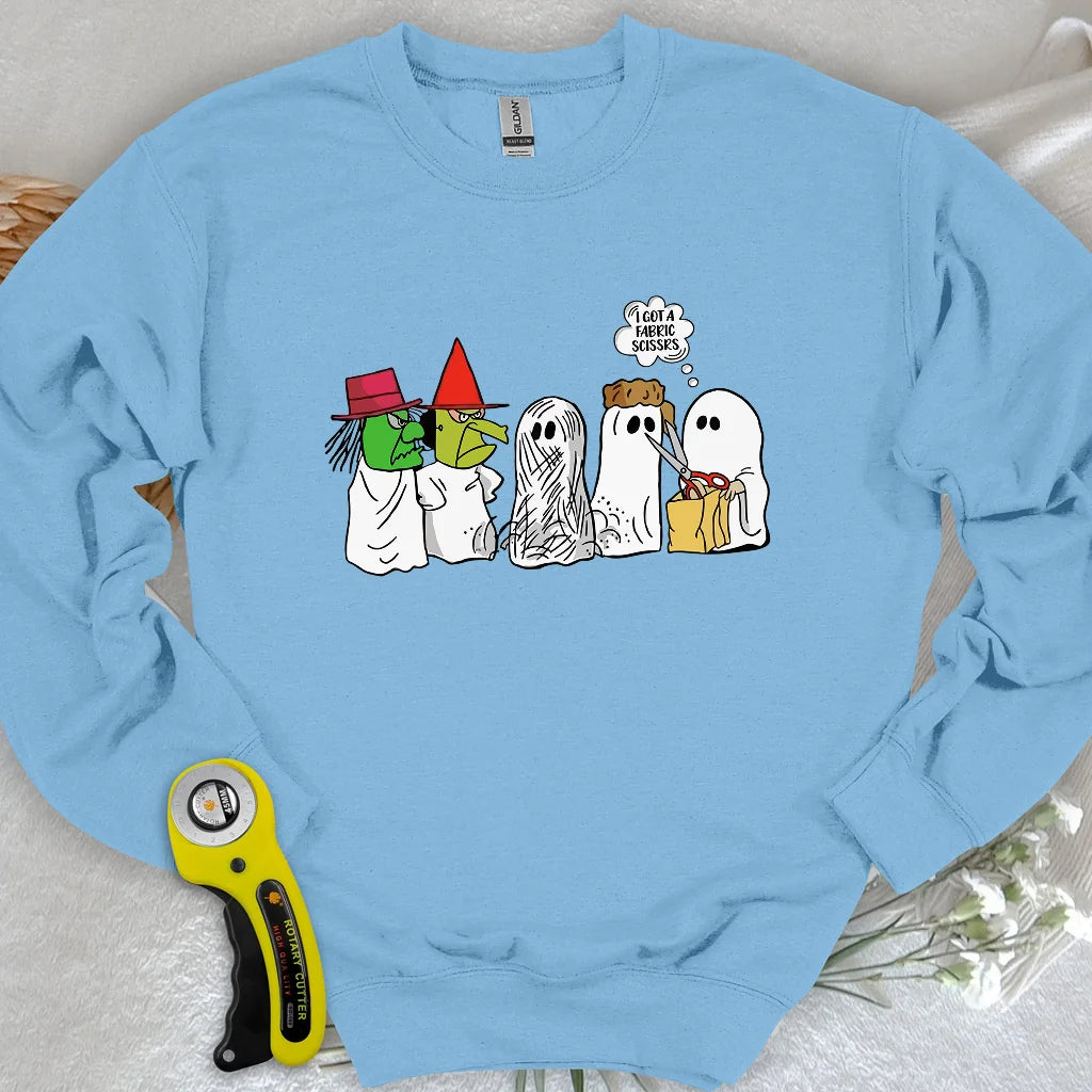 J'ai un pull molletonné ciseaux en tissu.