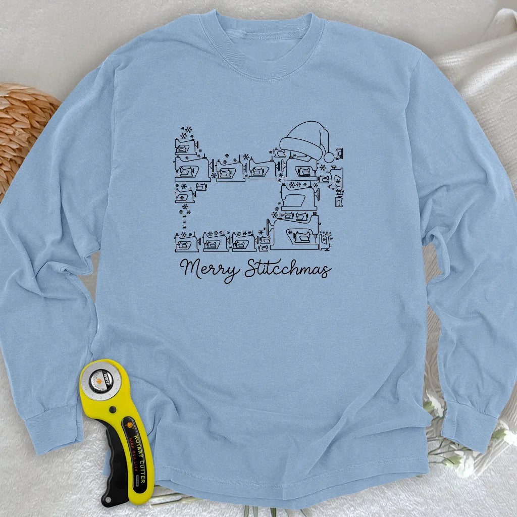 Langarm-T-Shirt mit Merry Stitchmas-Aufdruck