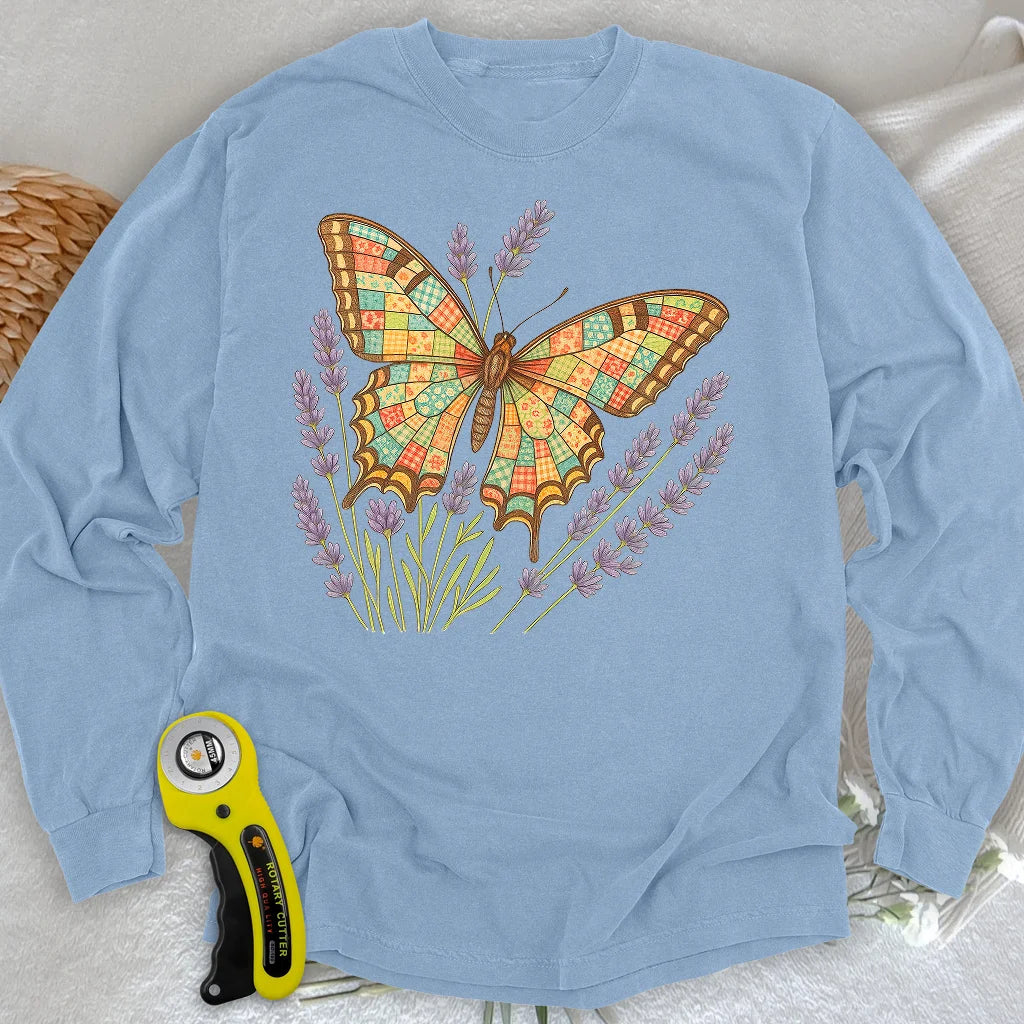 T-shirt papillon patchwork à manches longues