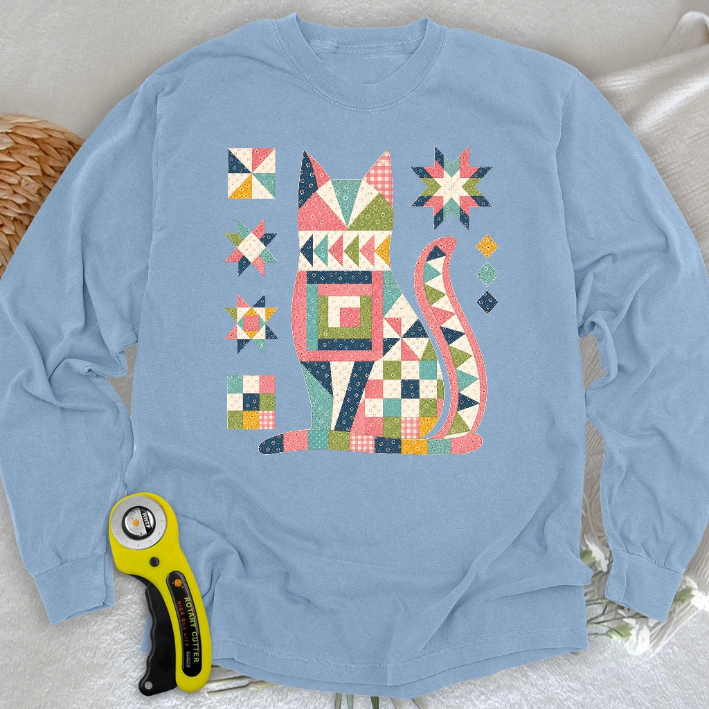 Patchwork Cat Long Sleeve T-shirt