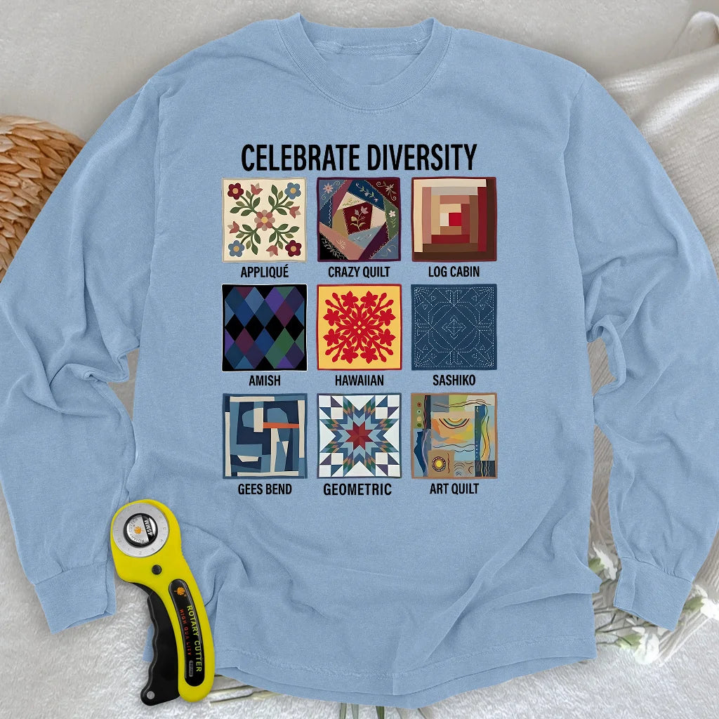 T-shirt à manches longues motif patchwork Diversity