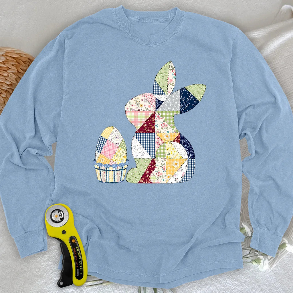 Patchwork Easter Bunny Long Sleeve T-shirt