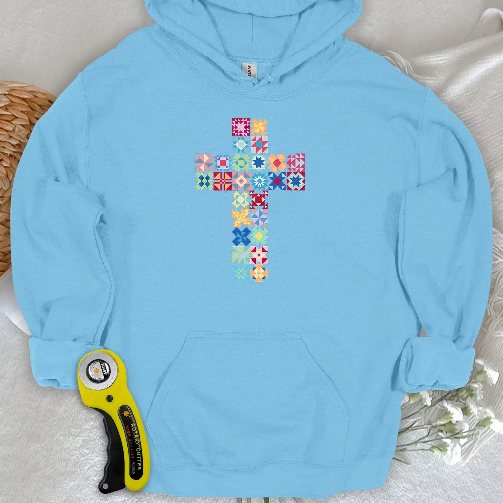 Patchwork Faith Cross Hoodie
