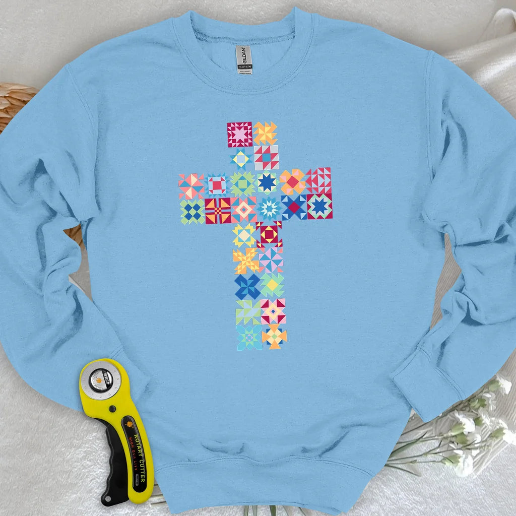 Patchwork Faith Cross Sweatshirt